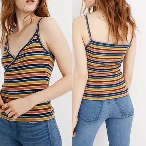 Madewell Wrap Cami Tank Top Colorful Striped Stretchy Cotton 90’s Y2K Style
